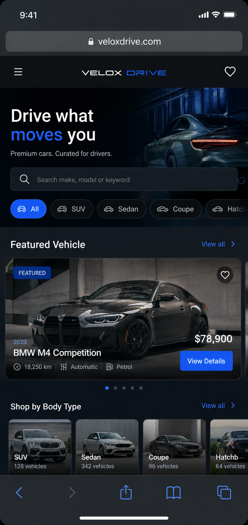 Demonstração mobile de Velox Drive